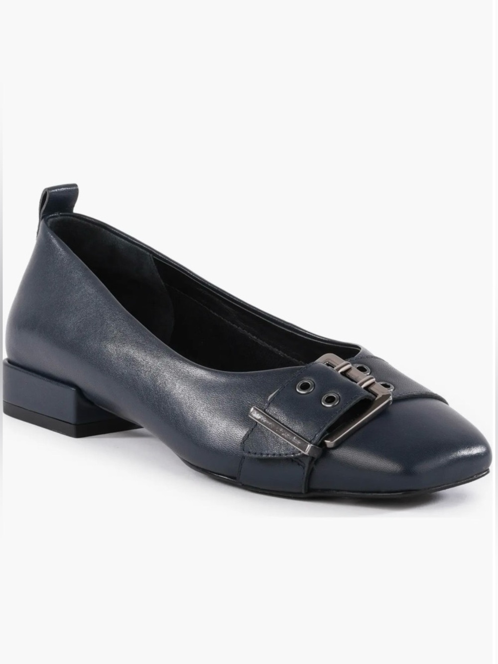 Seychelles Navy Leather Buckle Ballet Flats NIB